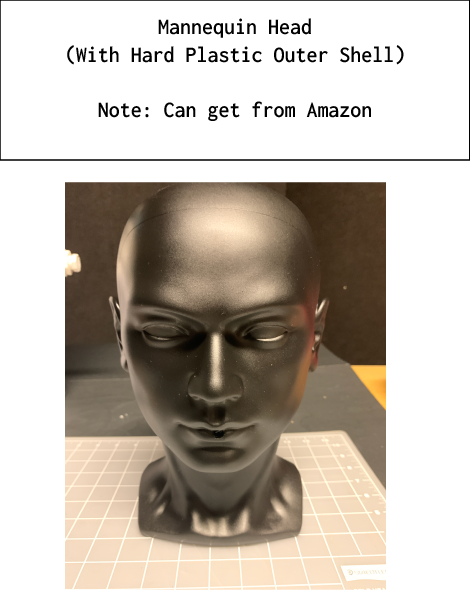 Mannequin Head (With Hard Plastic Outer Shell. Note: Can get from Amazon